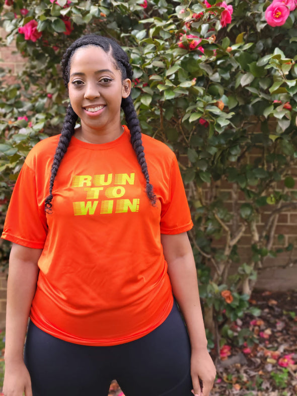 Run To Win | Orange | Ladies Fitness T-Shirt