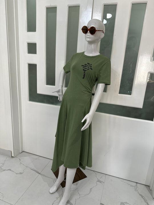 She is like a tree| Moss Green Dress | Midi Length