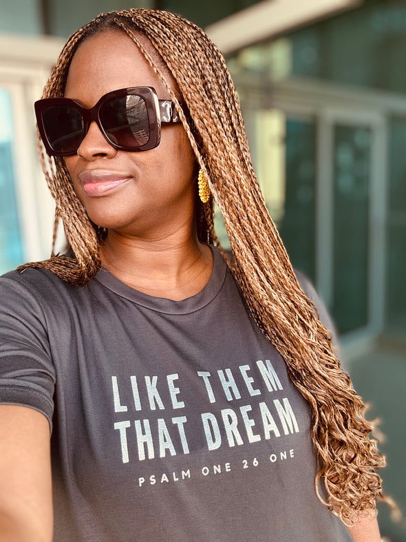 LIKE THEM THAT DREAM | PSALM 126:1 | DARK GREY |  LOOSE FIT MIDI DRESS