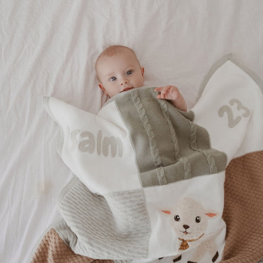 Goodness & Mercy Knitted Baby Blanket 100% Cotton
