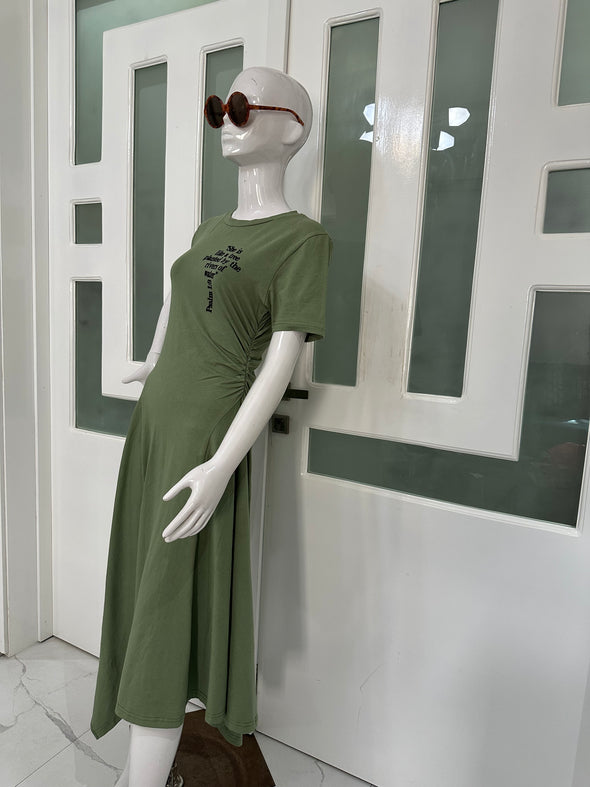 She is like a tree| Moss Green Dress | Midi Length