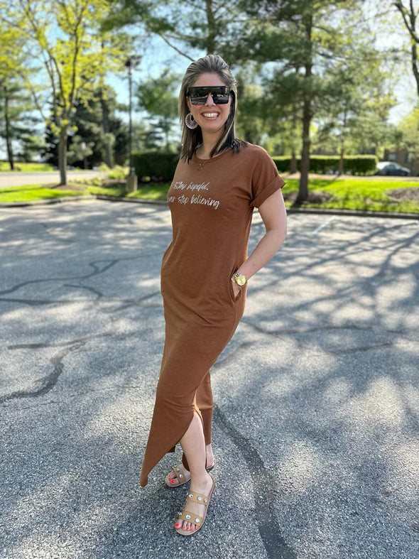STAY HOPEFUL | BROWN DRESS | ANKLE LENGTH