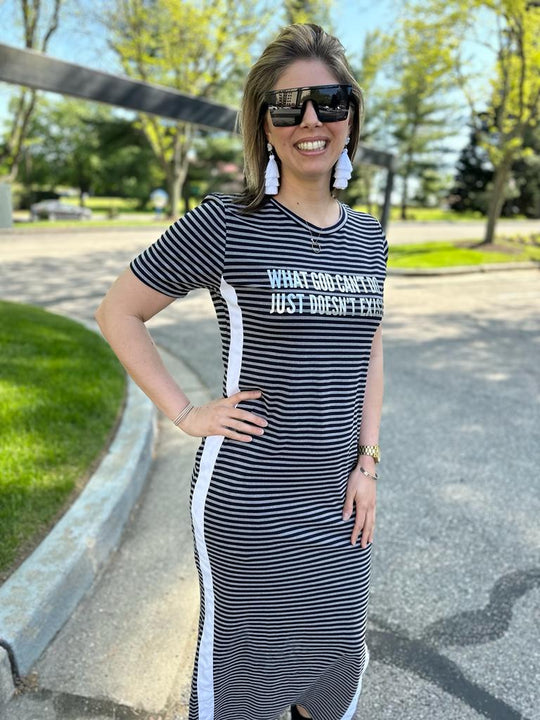 WHAT GOD CANNOT DO | BLUE/ASH DRESS | ANKLE LENGTH