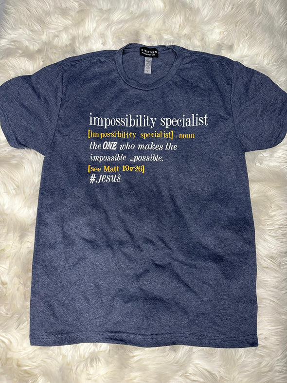 Impossibility Specialist | Unisex | Heather Blue | Relaxed Fit T-Shirt