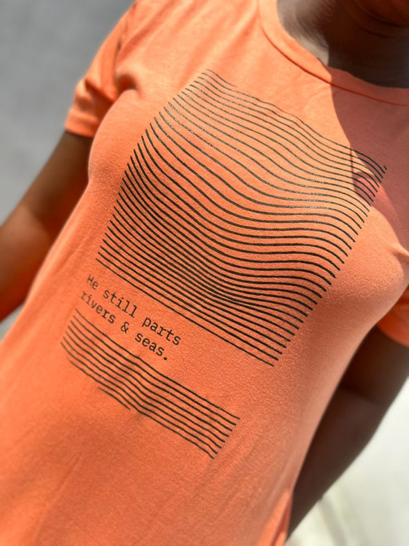 He still parts river & seas | Orange | Midi Length T-Shirt Dress