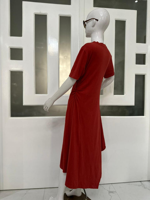 She is like a tree| Reddish Orange Dress | Midi Length