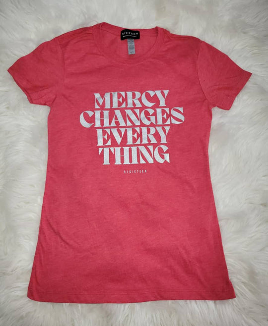 Mercy Changes Everything | Red | Ladies Fitted T-Shirt