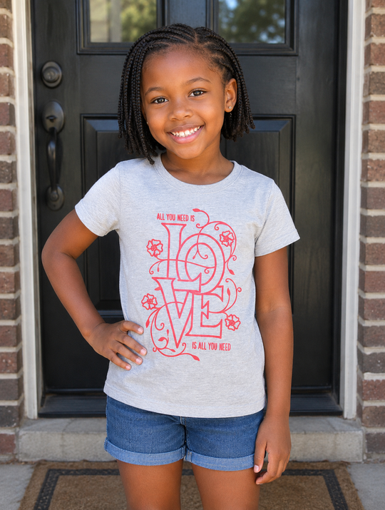Girls | All you need is Love |Grey T-Shirt