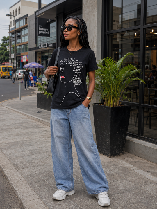 The Lifter of my Head | Black | PSALM 3:1-3 | Ladies Fitted T-shirt
