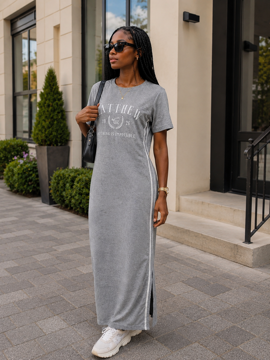 Nothing is impossible | Grey Dress | Ankle Length
