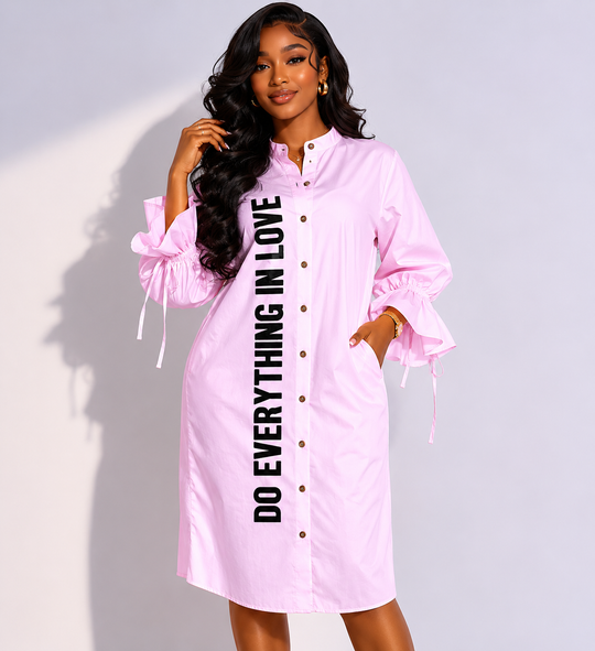 Do Everything In Love | Pink Colour | Cotton Shirt Dress