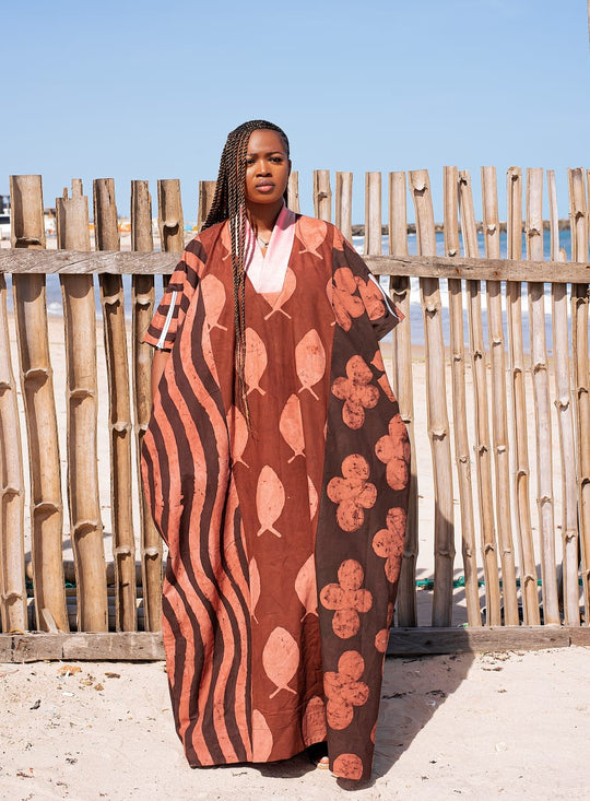 BOUBOU STYLE | BROWN/PEACH/DRESS | ANKLE LENGTH