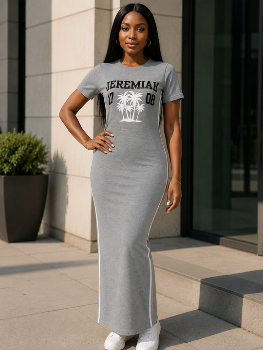 Jeremiah 17:8| Grey Dress | Ankle Length