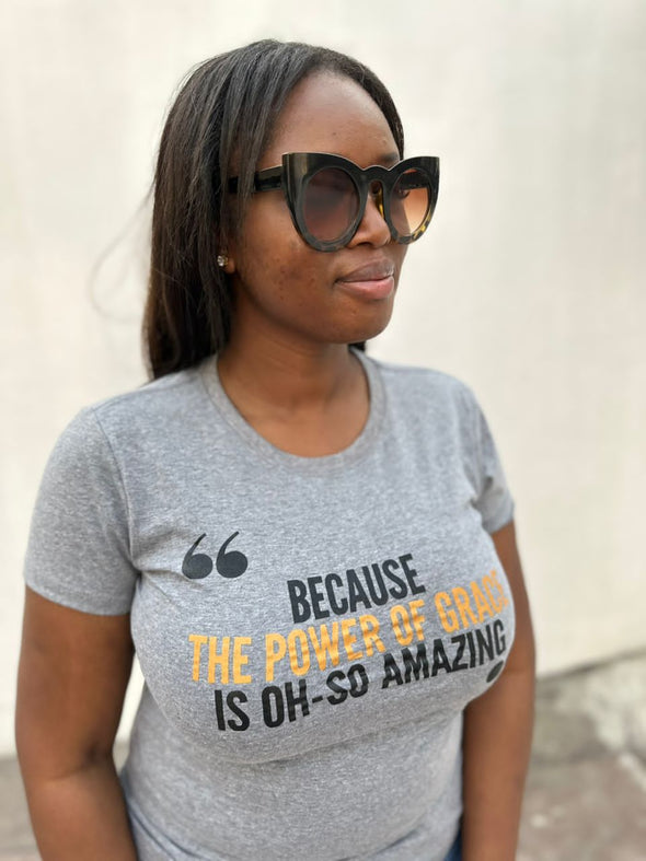 The Power of Grace | Grey | Ladies Fitted T-shirt