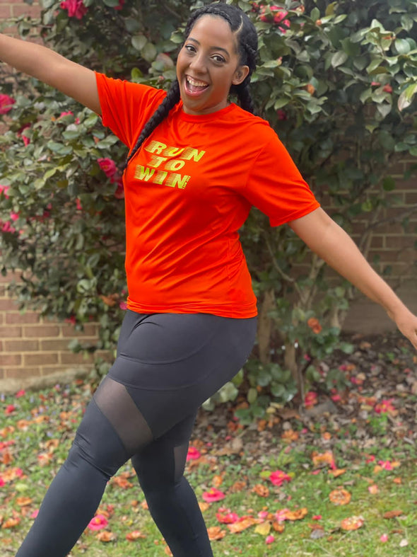 Run To Win | Orange | Ladies Fitness T-Shirt