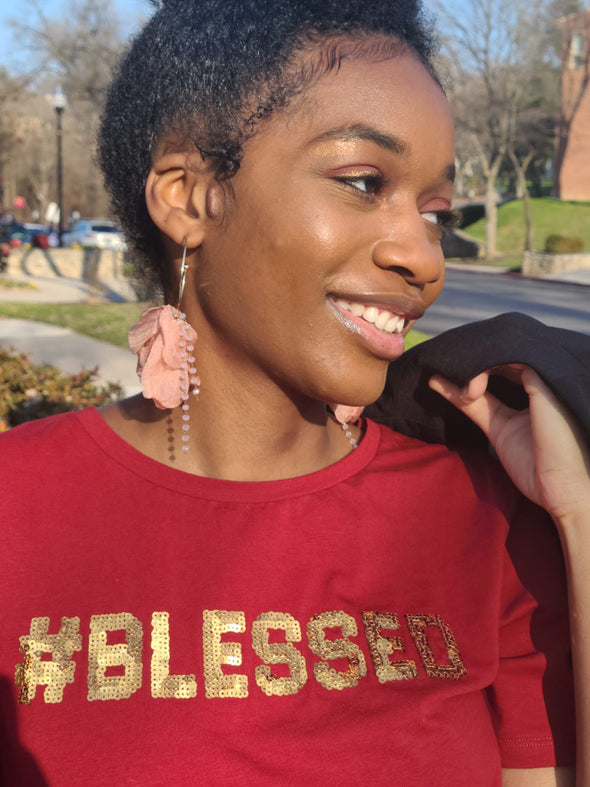 #Blessed | Burgundy |  High-Low Loose Fit T-Shirt
