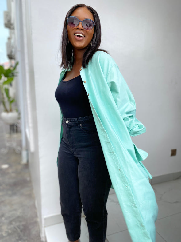 Light Shines | Mint Green Colour | Cotton Shirt Dress