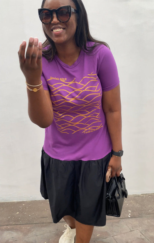 I will be with you | Purple/Black |  Loose Fit Midi Length Dress | Isa 43:2