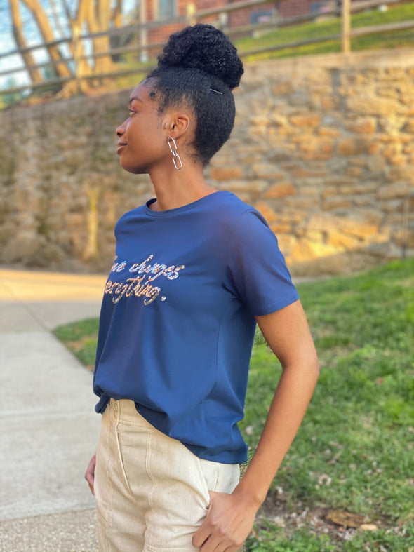Love Changes Everything | Navy |  High-Low Loose Fit T-Shirt