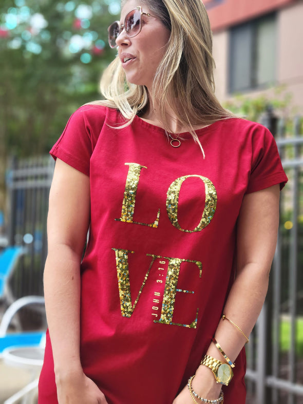 John 3:16 | Burgundy Dress | Above Ankle Length