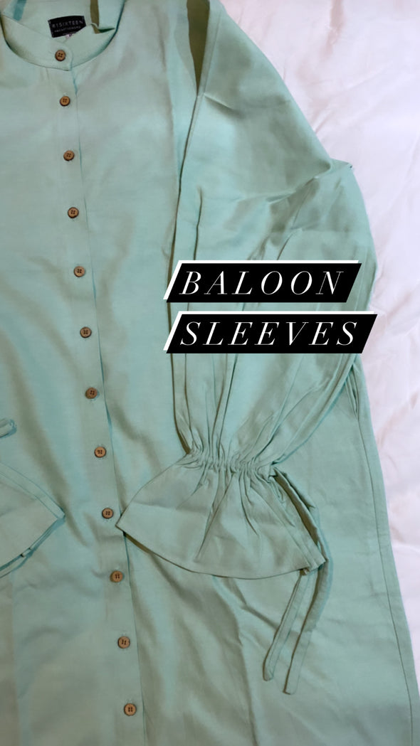 Light Shines | Mint Green Colour | Cotton Shirt Dress