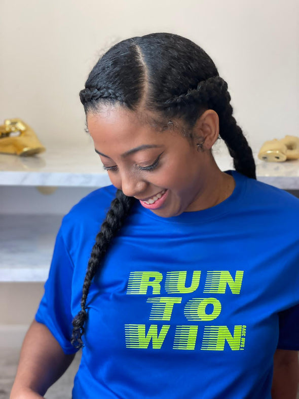 Run To Win | Blue | Ladies Fitness T-Shirt