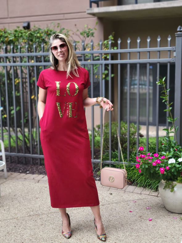 John 3:16 | Burgundy Dress | Above Ankle Length