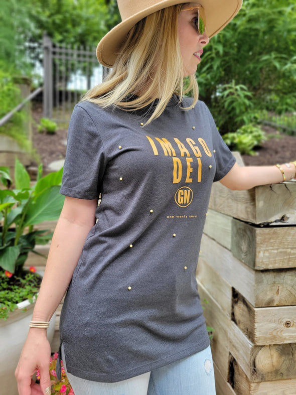 Image of God - IMAGO DEI | Long Tail Ladies Tee | Grey Heather | Relaxed Fit T-Shirt