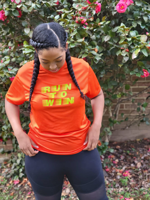 Run To Win | Orange | Ladies Fitness T-Shirt